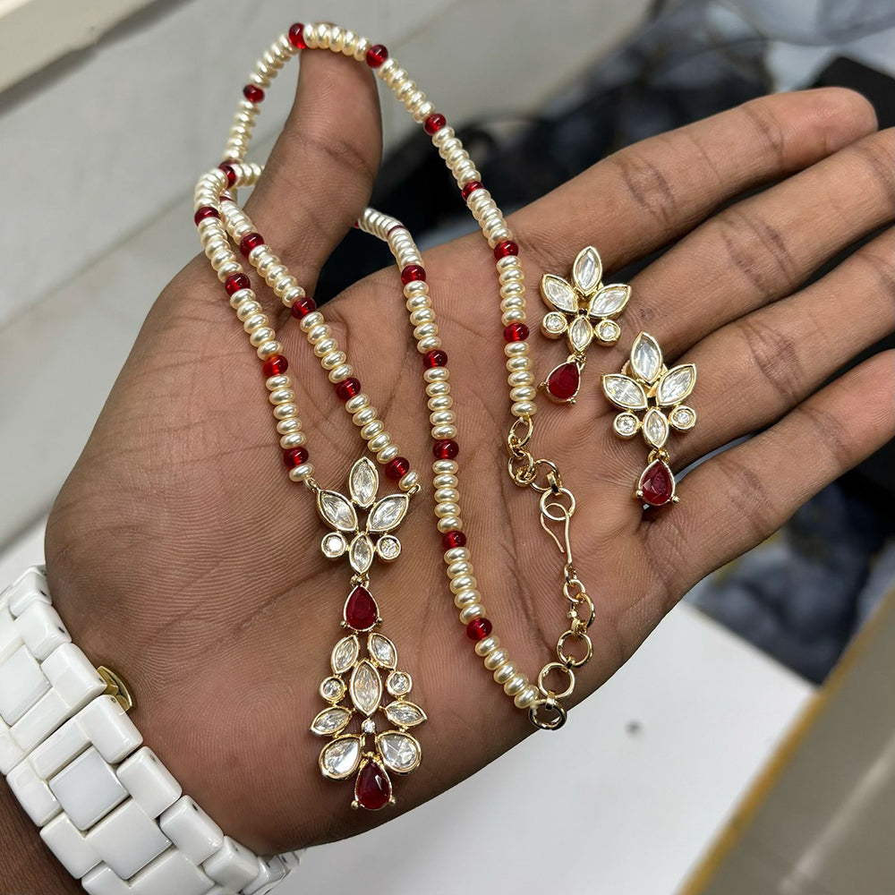 Royal Kundan Jewellery Polki Kundan Stone And Pearl Festive Necklace Set