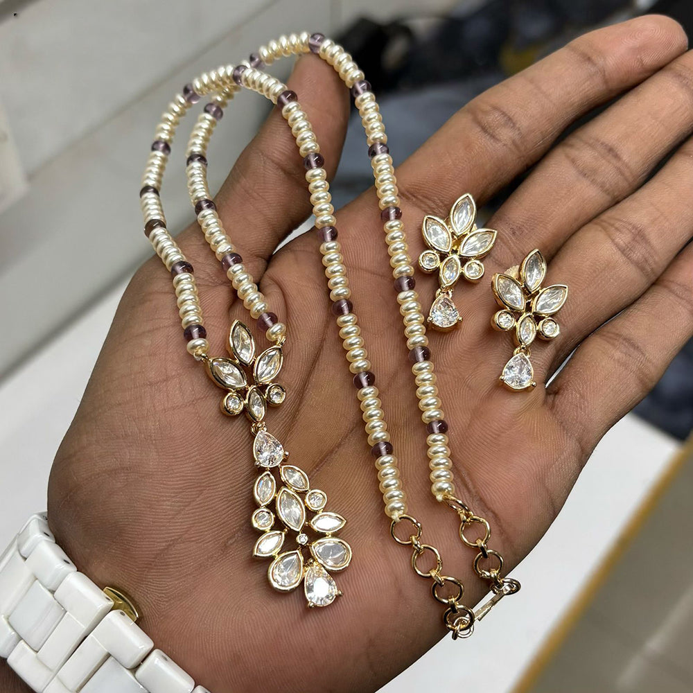 Royal Kundan Jewellery Polki Kundan Stone And Pearl Festive Necklace Set