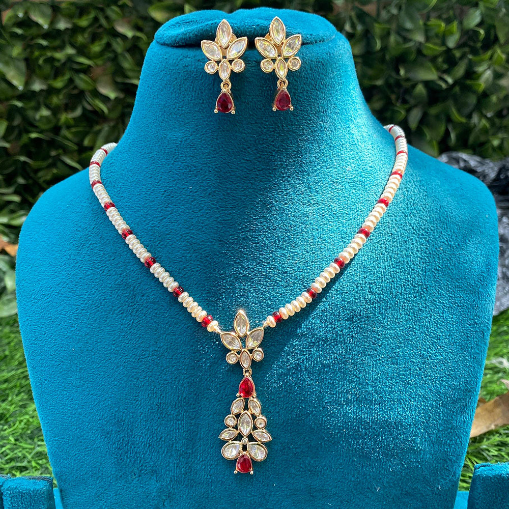 Royal Kundan Jewellery Polki Kundan Stone And Pearl Festive Necklace Set