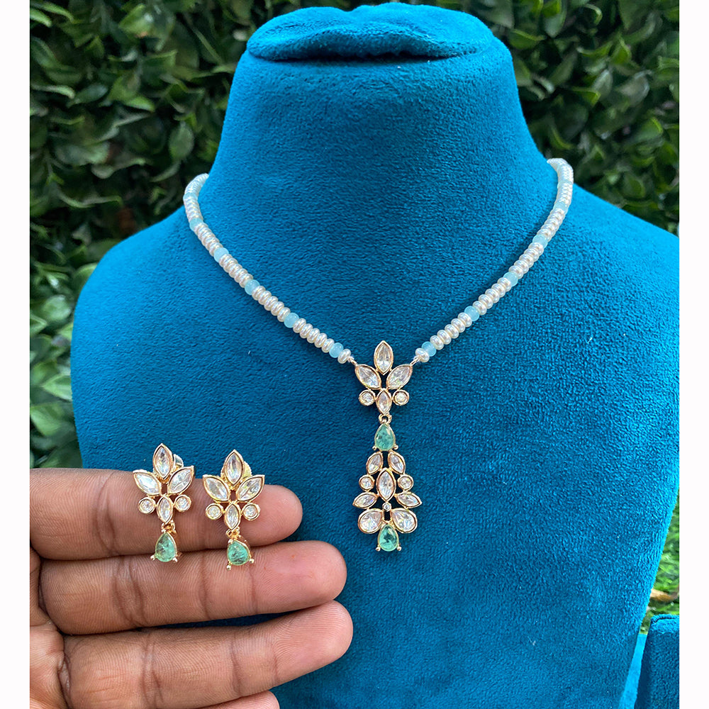 Royal Kundan Jewellery Polki Kundan Stone And Pearl Festive Necklace Set