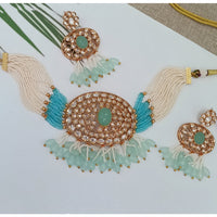 Royal Kundan Jewellery Polki Kundan Stone And Beads Festive Choker Necklace Set