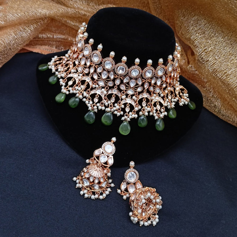 Royal Kundan Jewellery Polki Kundan Stone And Beads Festive Choker Necklace Set