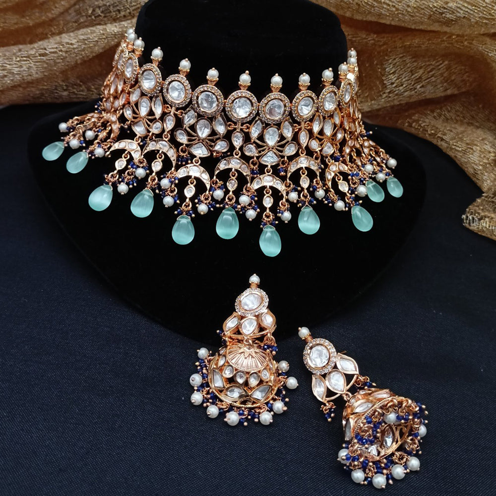 Royal Kundan Jewellery Polki Kundan Stone And Beads Festive Choker Necklace Set