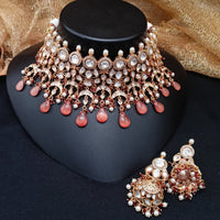 Royal Kundan Jewellery Polki Kundan Stone And Beads Festive Choker Necklace Set