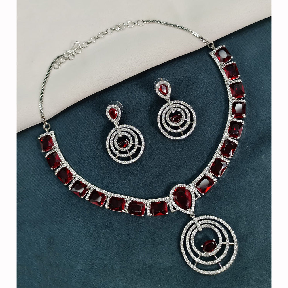 Royal Kundan Jewellery Glamorous American Diamond Necklace Set