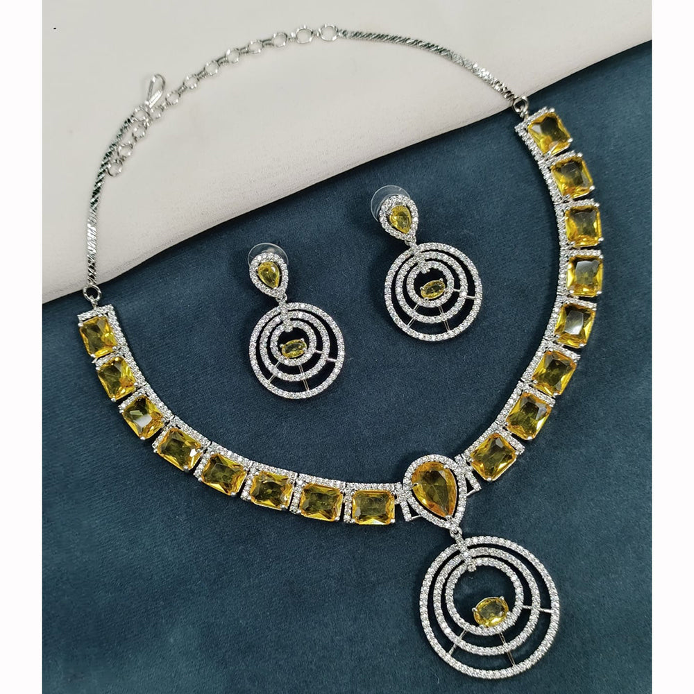 Royal Kundan Jewellery Glamorous American Diamond Necklace Set