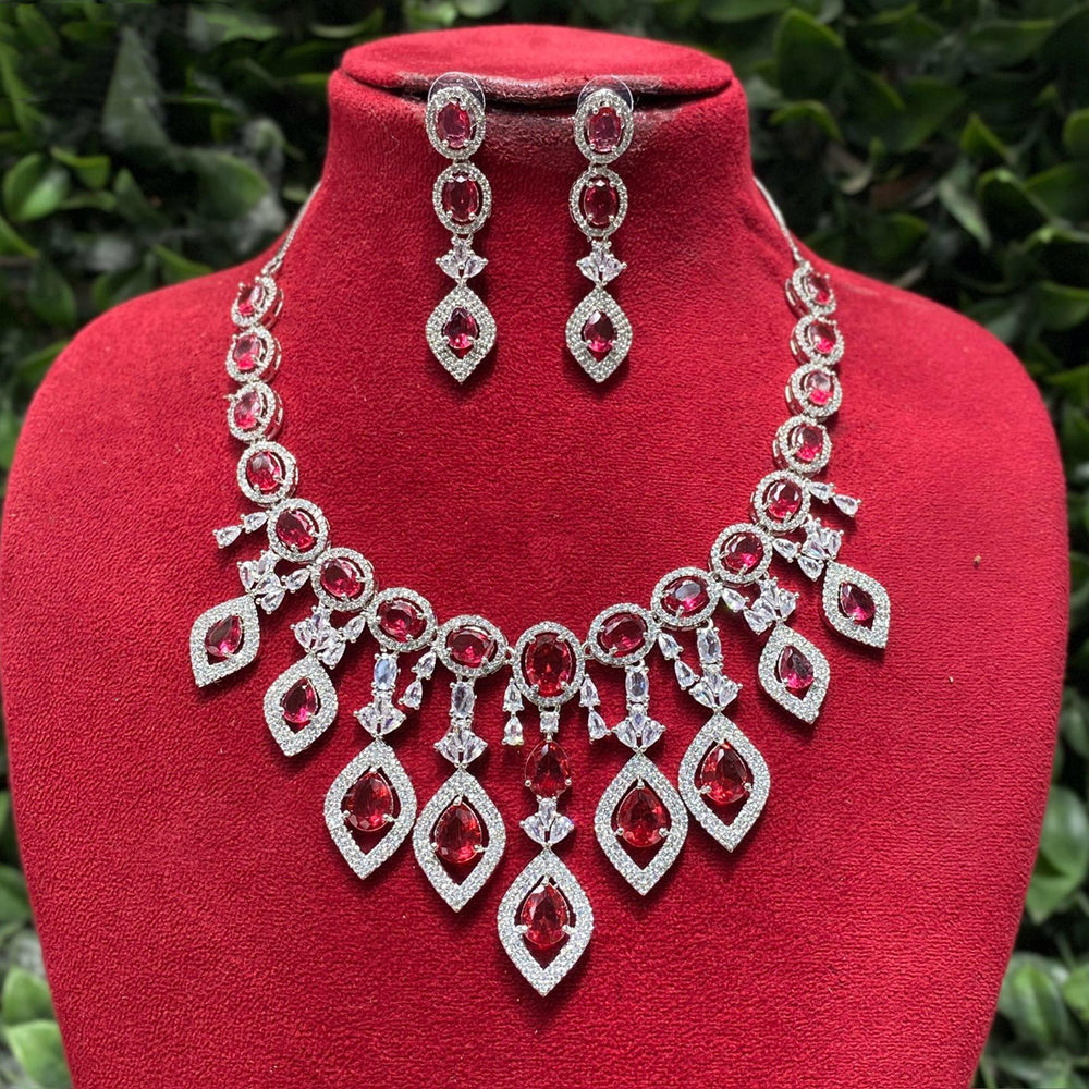 Royal Kundan Jewellery Glamorous American Diamond Necklace Set