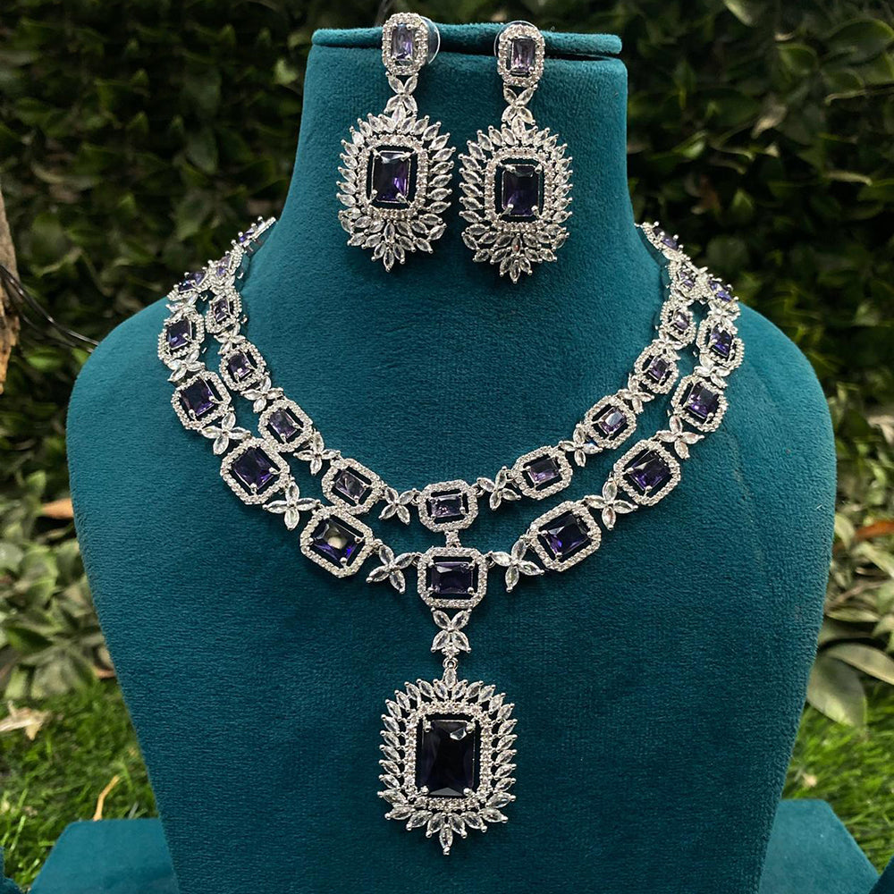 Royal Kundan Jewellery Glamorous American Diamond Necklace Set