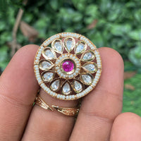Royal Kundan Jewellery Polki Kundan Stone And Pearl Finger Ring