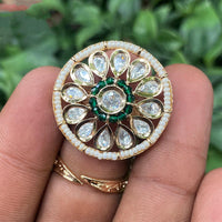 Royal Kundan Jewellery Polki Kundan Stone And Pearl Finger Ring