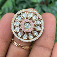 Royal Kundan Jewellery Polki Kundan Stone And Pearl Finger Ring