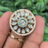 Royal Kundan Jewellery Polki Kundan Stone And Pearl Finger Ring