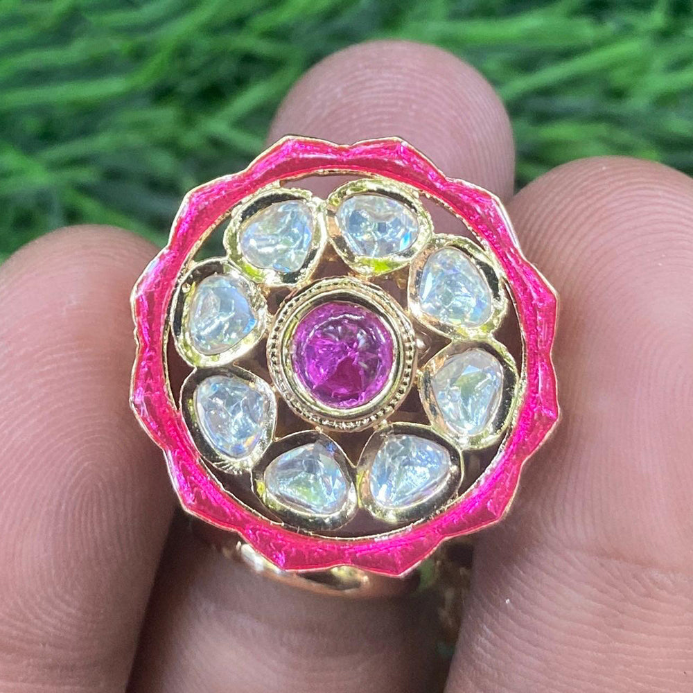 Royal Kundan Jewellery Polki Kundan Stone And Meenakari Finger Ring
