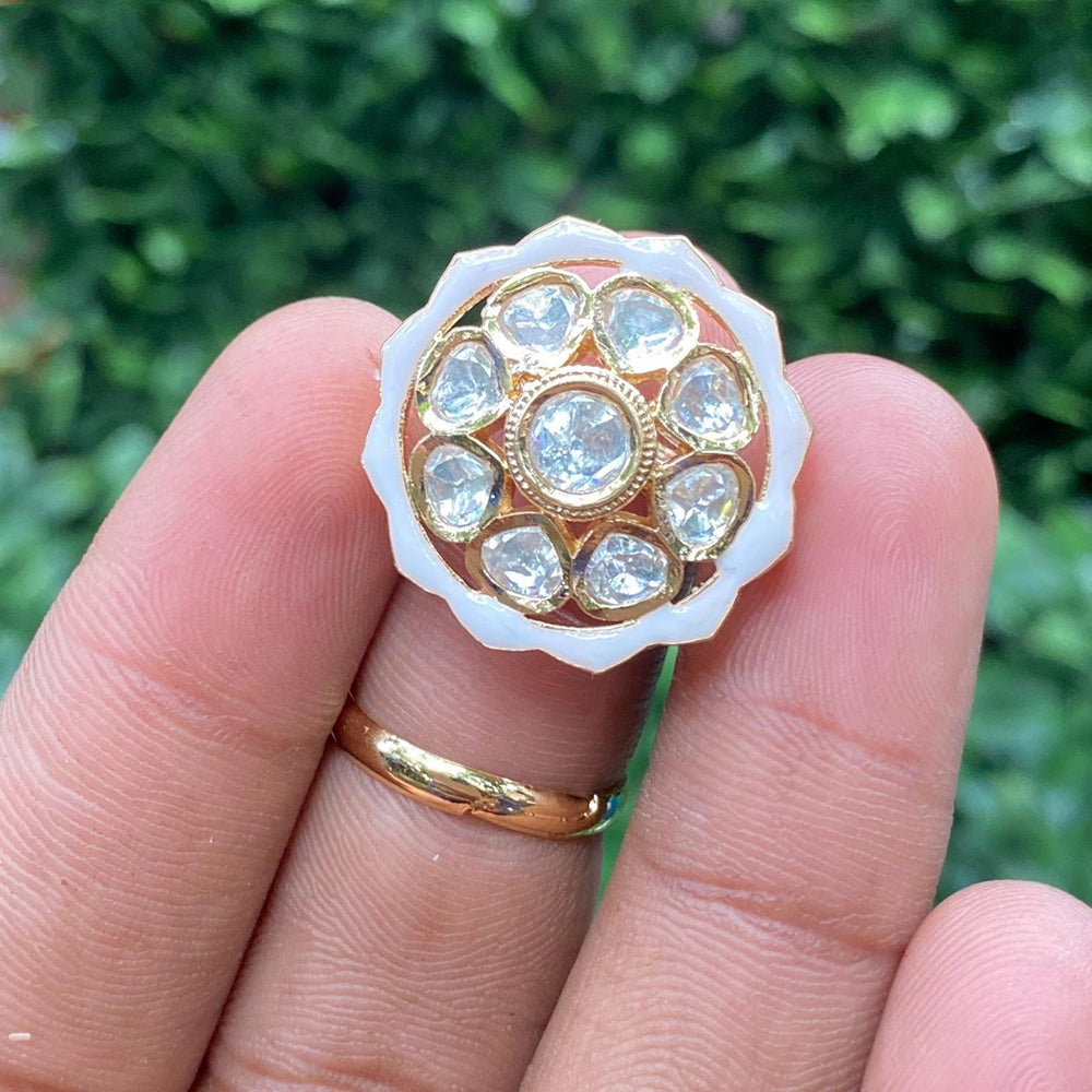 Royal Kundan Jewellery Polki Kundan Stone And Meenakari Finger Ring