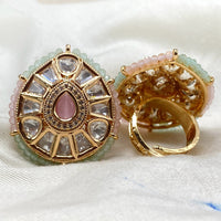 Royal Kundan Jewellery Polki Kundan Stone And Pearl Finger Ring