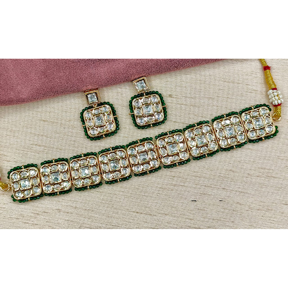 Royal Kundan Jewellery Designer Polki Kundan Pearl Choker Necklace Set 