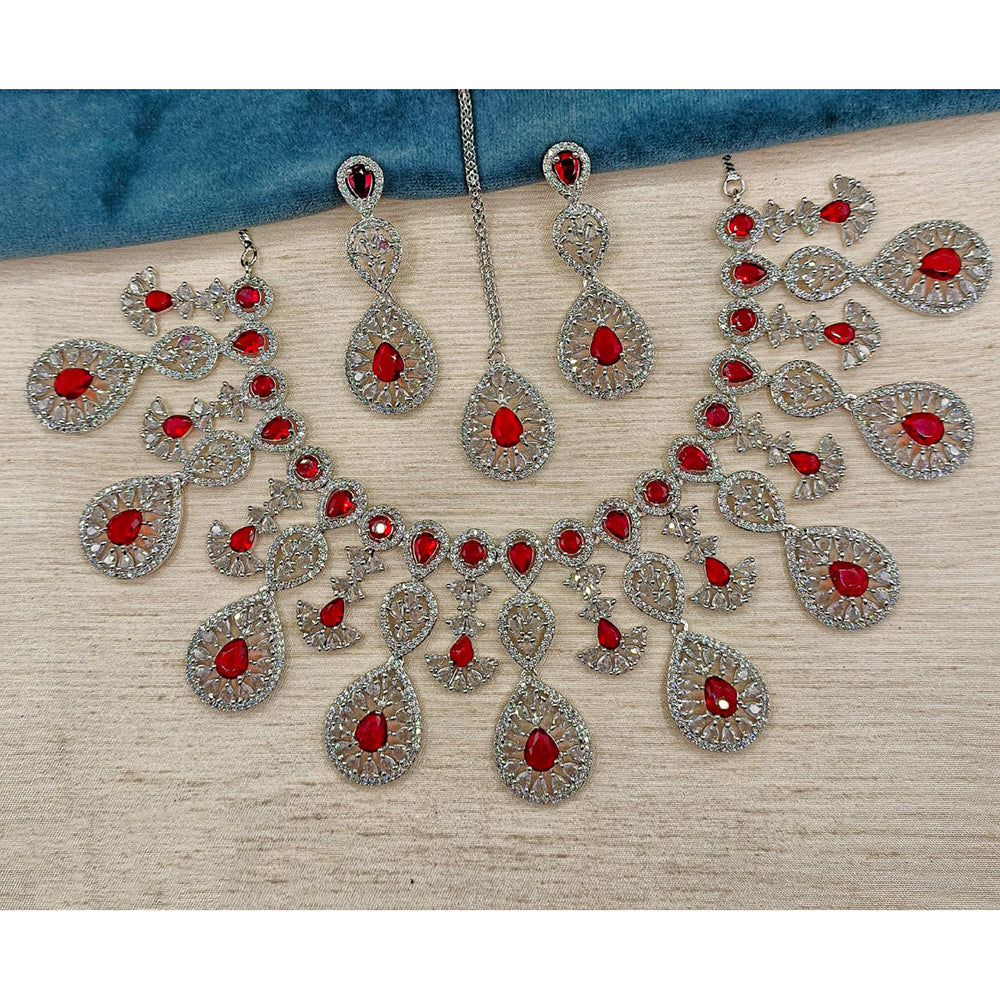 Royal Kundan Jewellery Designer American Diamond Look Necklace Set