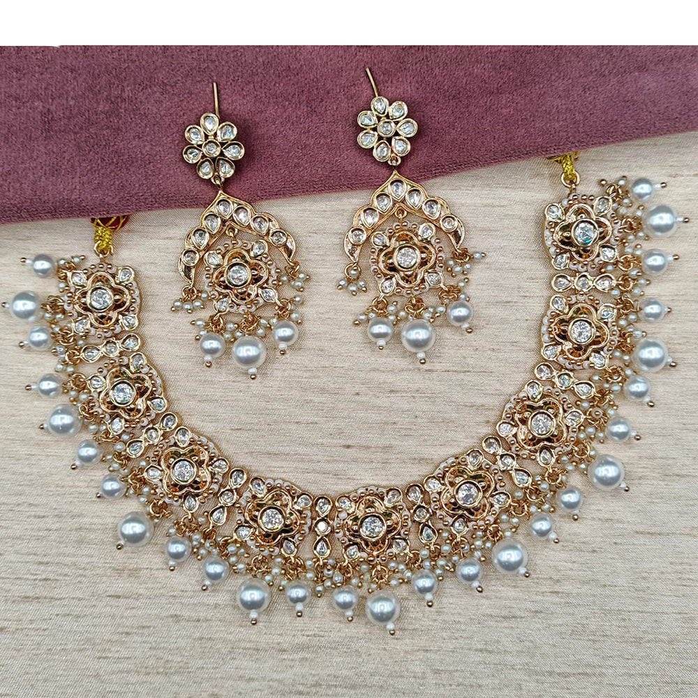 Royal Kundan Jewellery Designer Polki Kundan And Pearl Meenakari Necklace Set