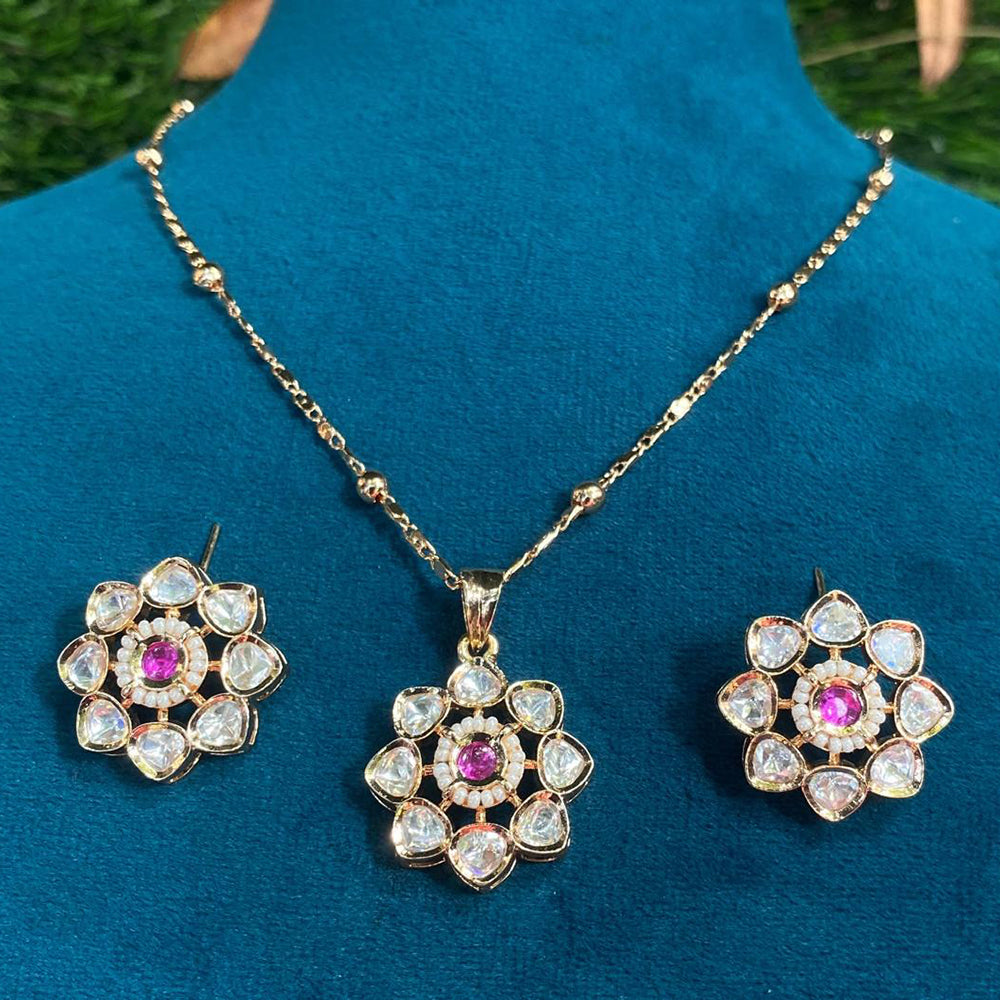 Royal Kundan Jewellery Classic Polki Kundan Stone Pendant Set