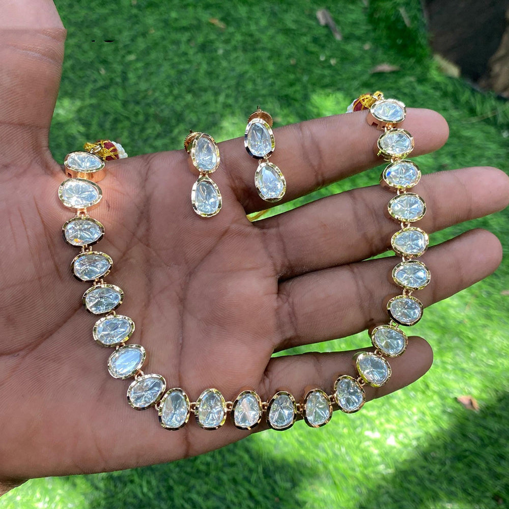 Royal Kundan Jewellery Heavy Polki Kundan Stone Necklace Set