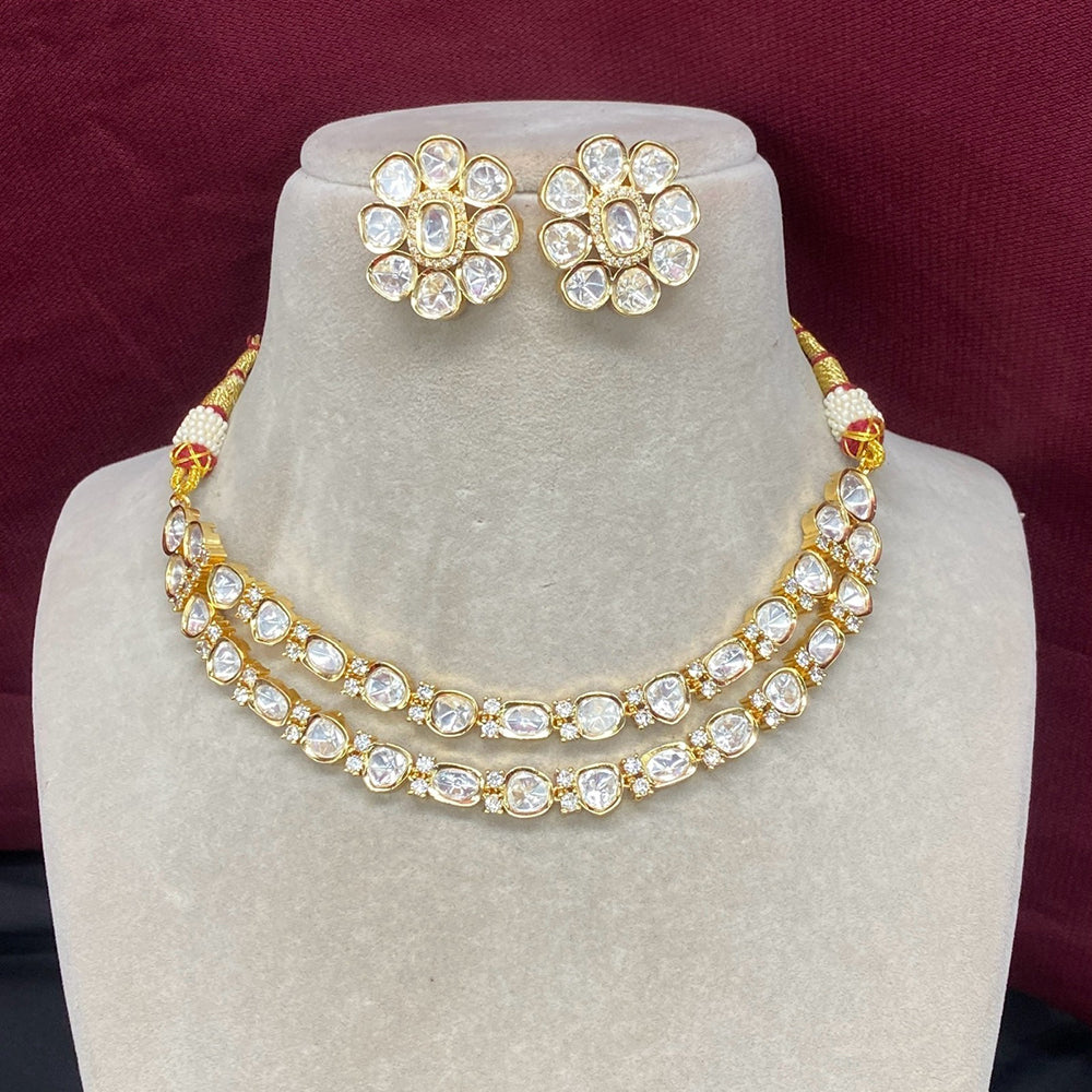 Royal Kundan Jewellery Heavy Polki Kundan Stone Necklace Set
