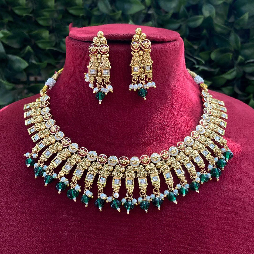 Royal Kundan Jewellery Pota Stone Meenakari Designer Necklace Set