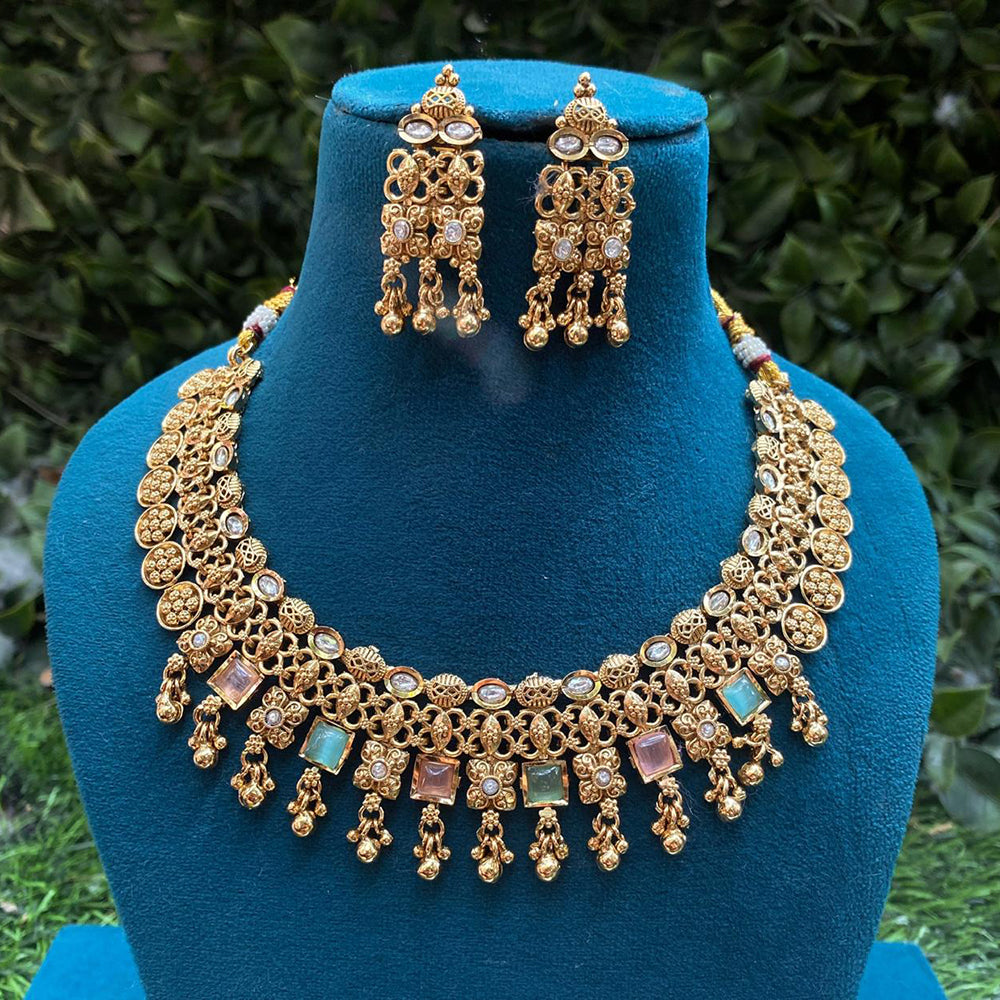 Royal Kundan Jewellery Pota Stone Designer Necklace Set