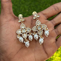 Royal Kundan Jewellery Classic Polki Kundan And Pearl Hanging Earrings