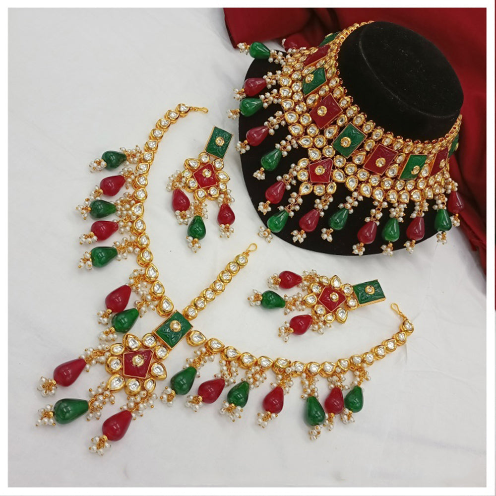 Royal Kundan Jewellery Classic Kundan Stone Pearl Bridal Necklace Set