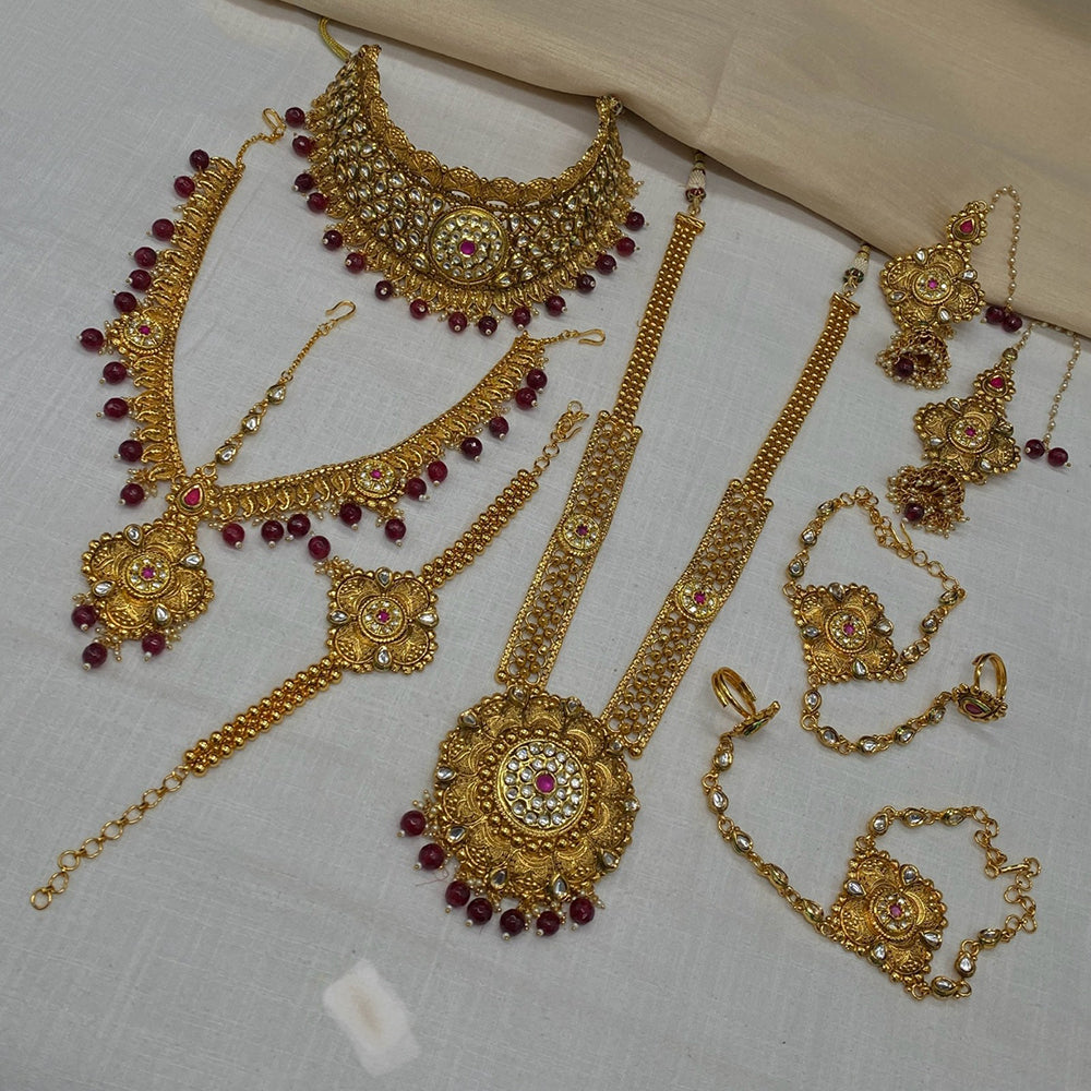 Royal Kundan Jewellery Classic Kundan Stone Pearl Bridal Necklace Set