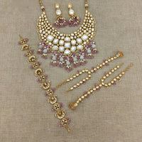 Royal Kundan Jewellery Classic Kundan Stone Pearl Combo Set