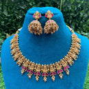 Royal Kundan Jewellery Designer Temple Style Pota Stone Necklace Set