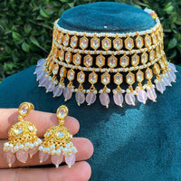 Royal Kundan Jewellery Heavy Look Kundan Pearl Beaded Choker Necklace Set