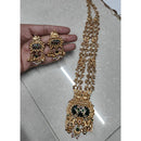 Royal Kundan Jewellery Pota Stone And Pearl Designer Long Necklace Set