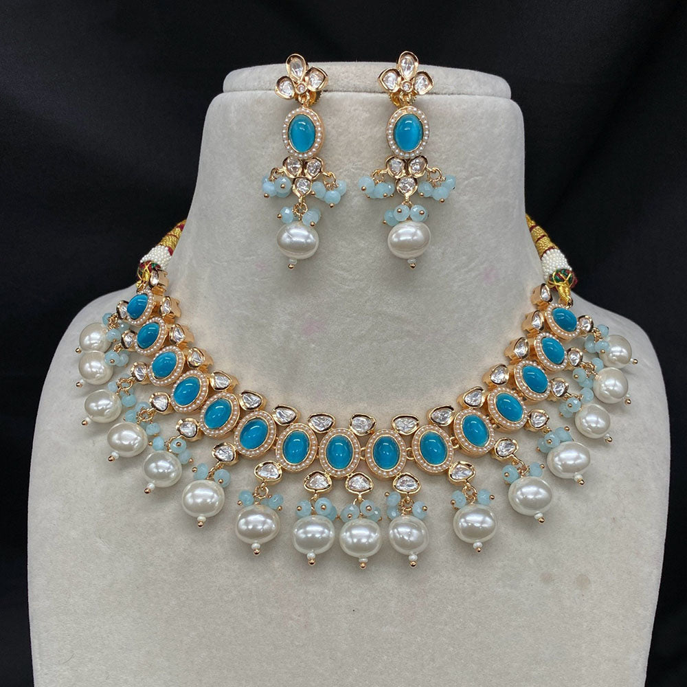 Royal Kundan Jewellery Polki Kundan Pearl Beads Necklace Set