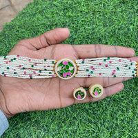 Royal Kundan Jewellery Nawabi Charm Polki Kundan Stone And Pearl Choker Necklace Set 