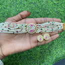 Royal Kundan Jewellery Nawabi Charm Polki Kundan Stone And Pearl Choker Necklace Set