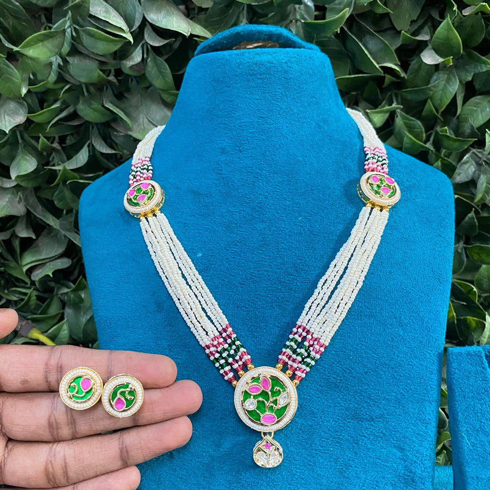 Royal Kundan Jewellery Nawabi Charm Polki Kundan Stone And Pearl Necklace Set 