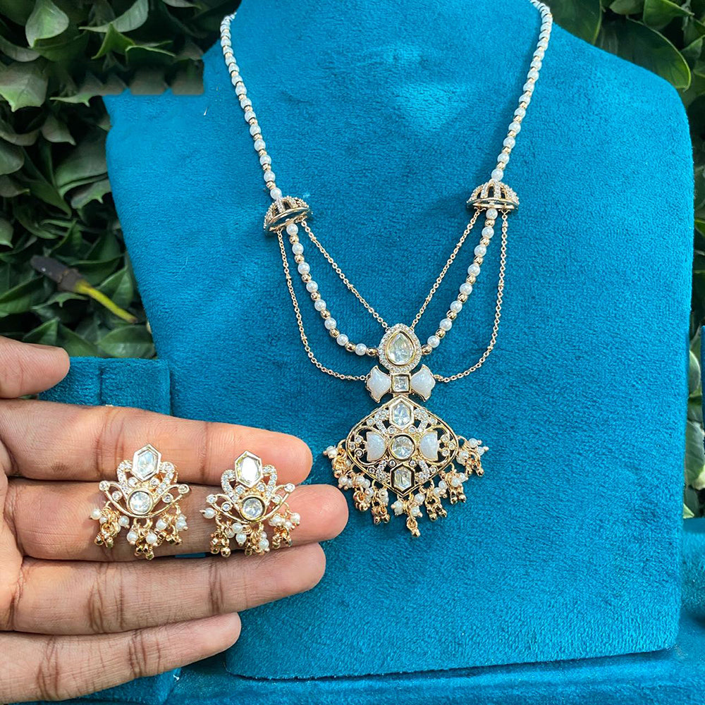Royal Kundan Jewellery Nawabi Charm Polki Kundan Stone And Pearl Necklace Set