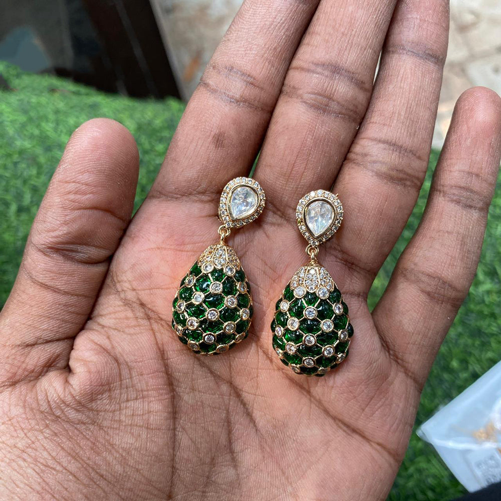 Royal Kundan Jewellery Royal Look Polki Kundan Stone Dangler Earrings