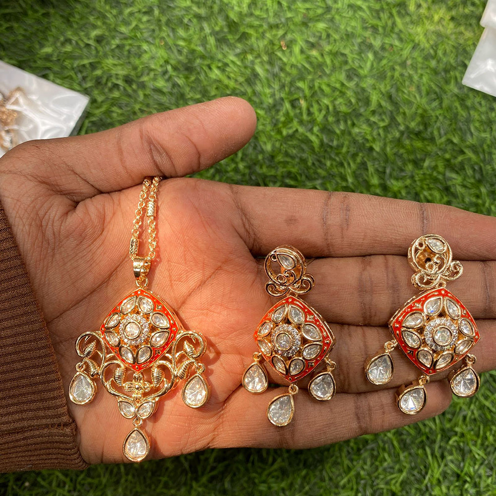 Royal Kundan Jewellery Classic Polki Kundan Stone Pendant Set