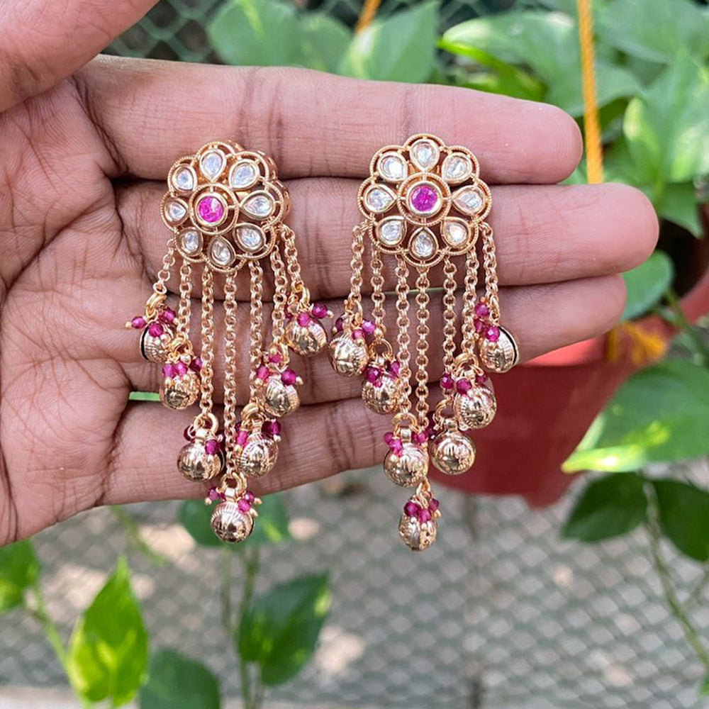 Royal Kundan Jewellery Royal Look Polki Kundan Stone And Beads Dangler Earrings