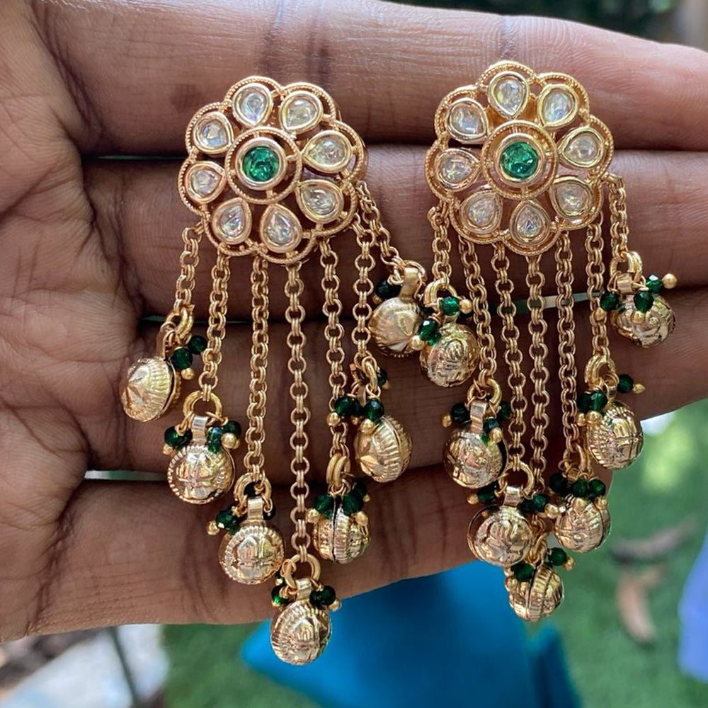 Royal Kundan Jewellery Royal Look Polki Kundan Stone And Beads Dangler Earrings