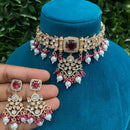 Royal Kundan Jewellery Nawabi Charm Polki Kundan Stone And Pearl Choker Necklace Set