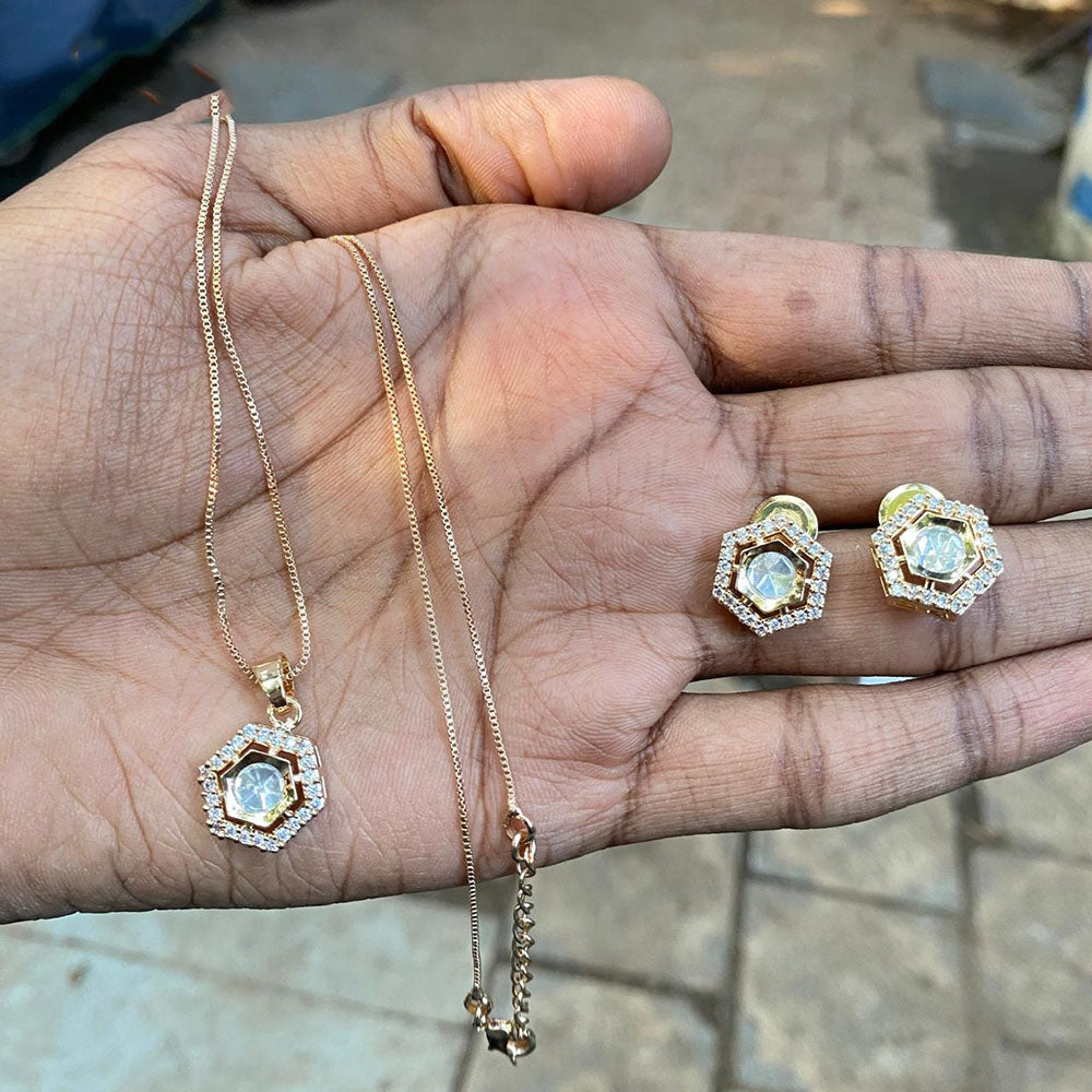 Royal Kundan Jewellery Classic Polki Kundan Stone Pendant Set