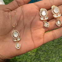 Royal Kundan Jewellery Classic Polki Kundan Stone Pendant Set