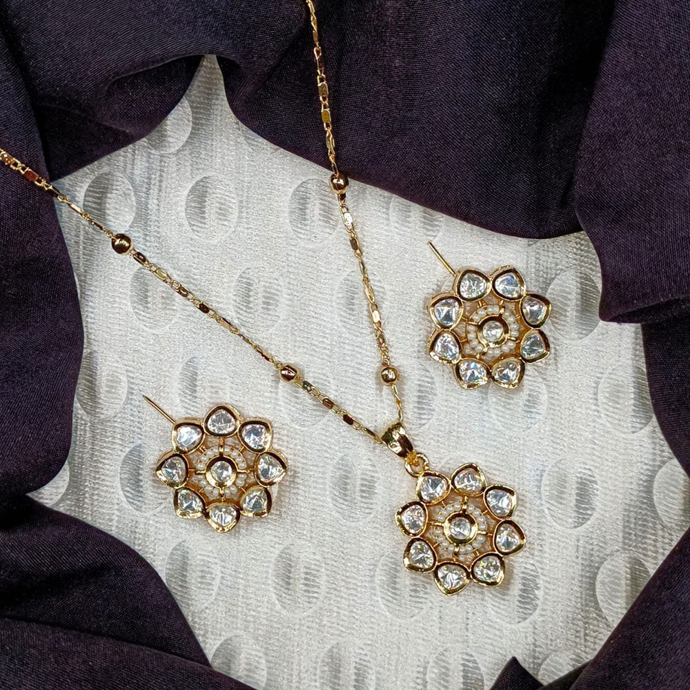 Royal Kundan Jewellery Classic Polki Kundan Stone Pendant Set