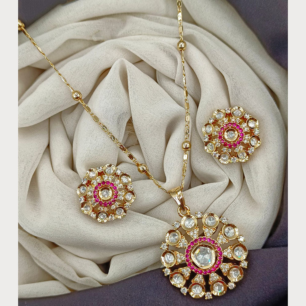 Royal Kundan Jewellery Classic Polki Kundan Stone Pendant Set