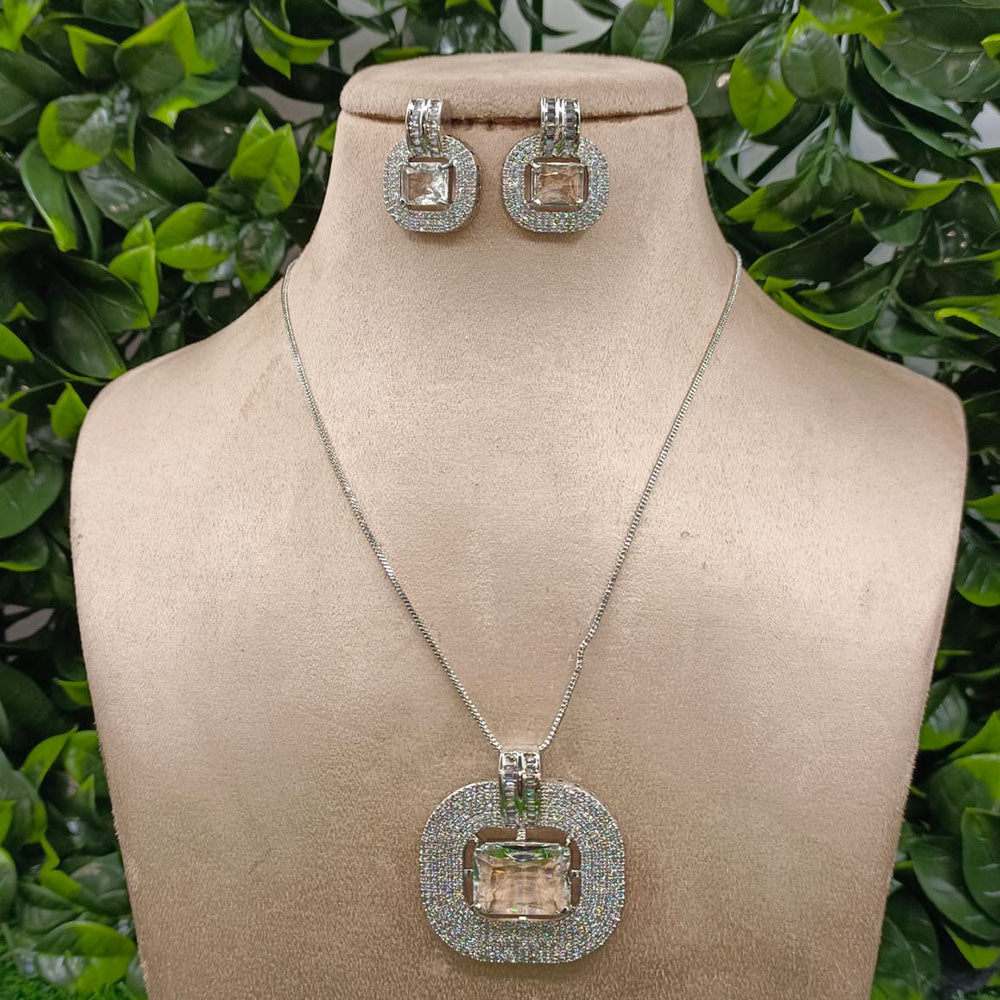 Royal Kundan Jewellery Designer Sparkle American Diamond Necklace Set