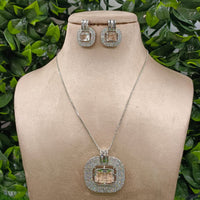Royal Kundan Jewellery Designer Sparkle American Diamond Necklace Set